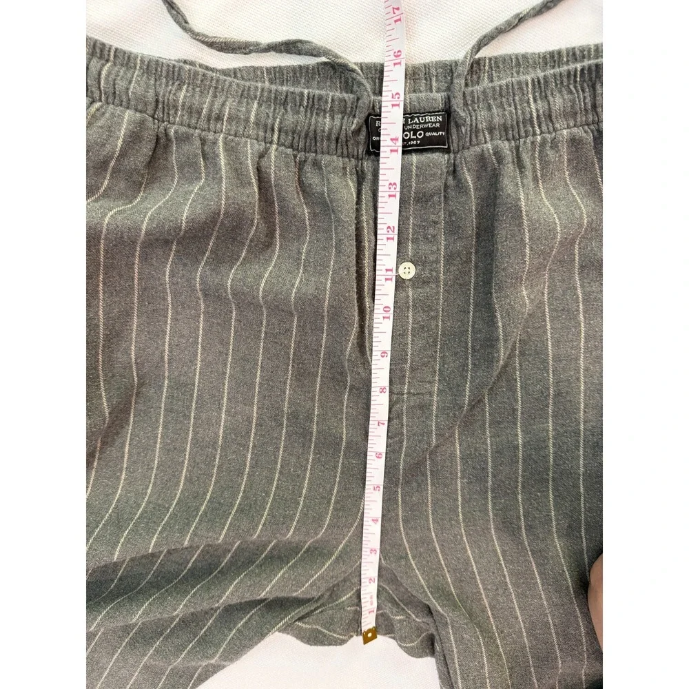 POLO RALPH LAUREN Mens Lounge Pants Sleepwear Charcoal Gray Pinstripe L